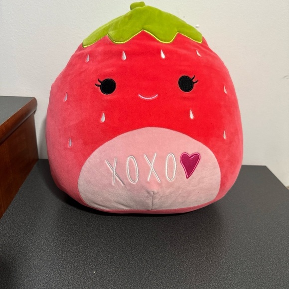 Strawberry Plush Pillow - Pink and Green - Picture 1 of 1